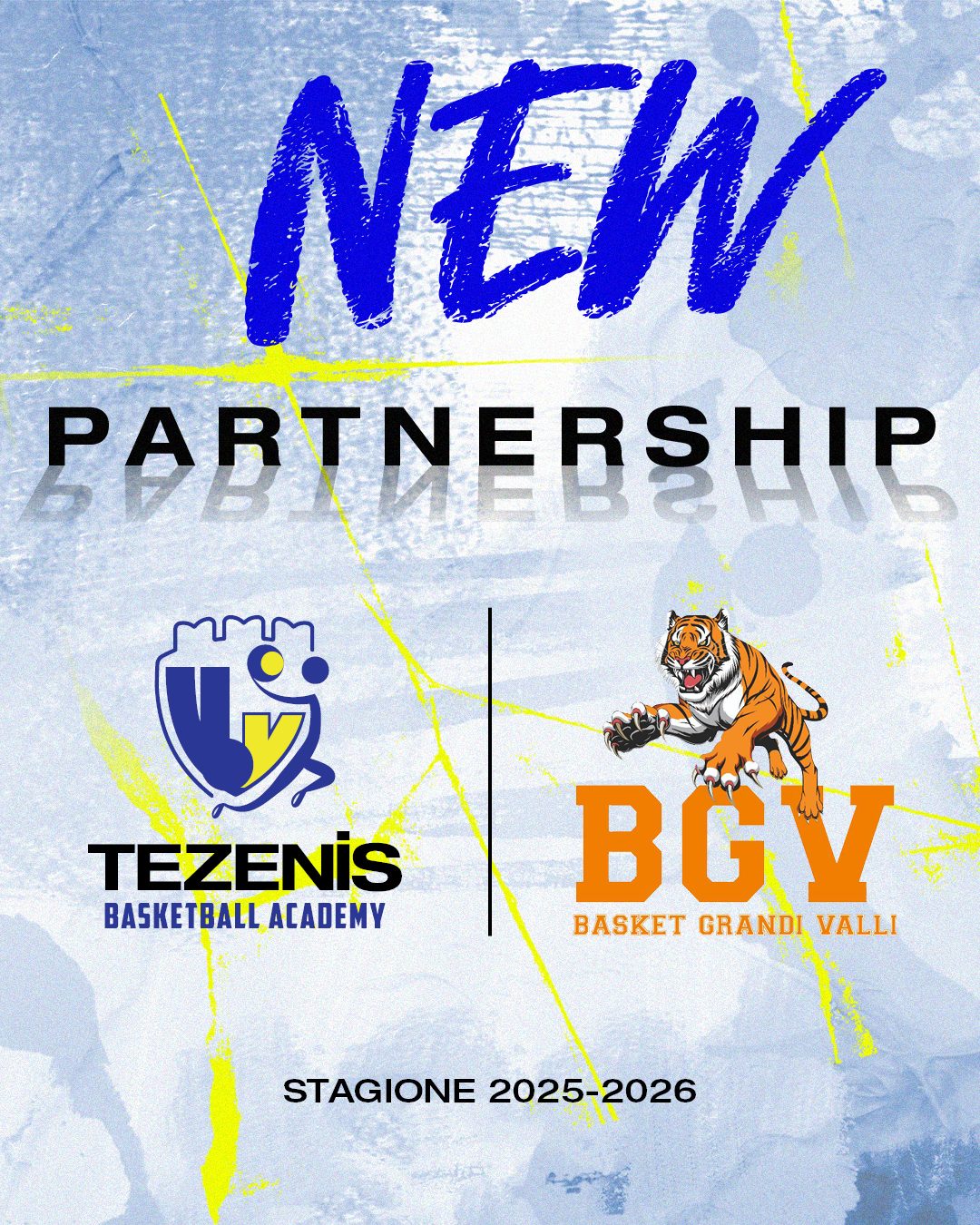 Annuncio della partnership tra Tezenis Basketball Academy e Basket Grandi Valli, stagione 2025-2026